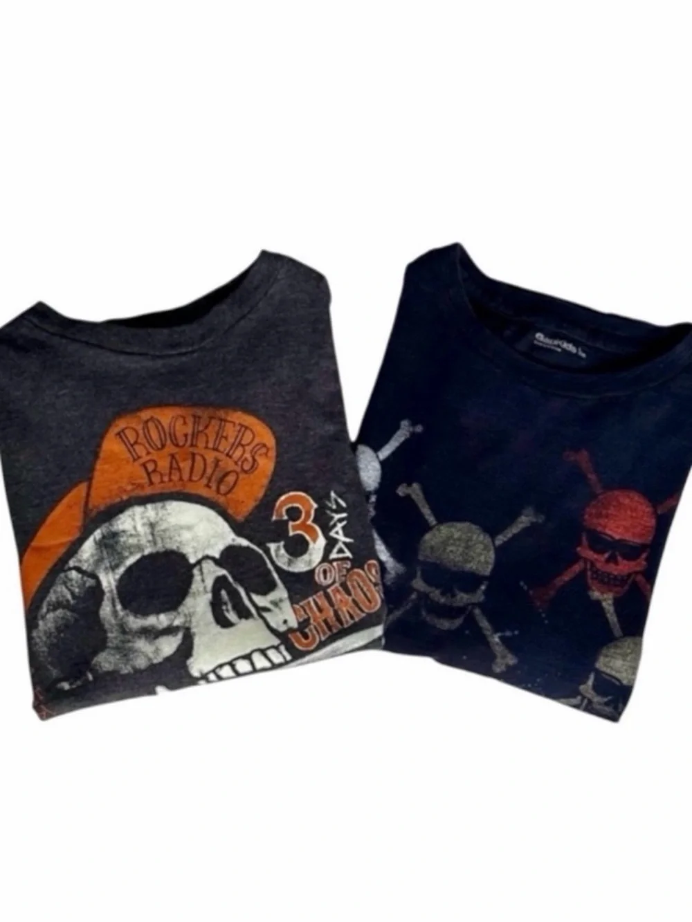 Set of 2 Gap Skull Graphic Print Crewneck Long Sleeve Cotton T-Shirts Size Large